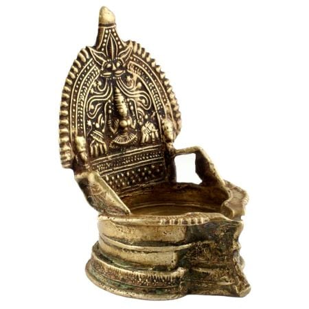 Handmade Brass Oil lamp Engraved Design Indian Pooja Lamp
